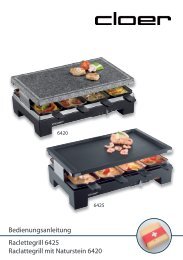 Bedienungsanleitung Raclettegrill 6425 Raclattegrill mit ... - Cloer