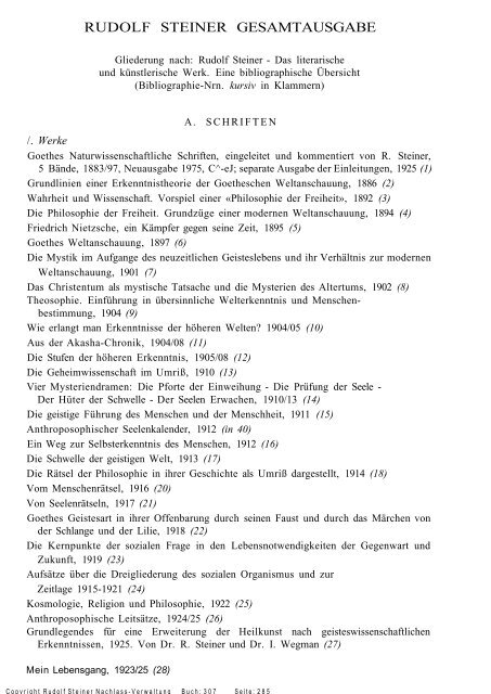 rudolf steiner gesamtausgabe vortrÃ¤ge - Freie Verwaltung des ...