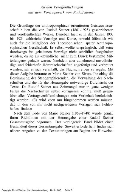 rudolf steiner gesamtausgabe vortrÃ¤ge - Freie Verwaltung des ...