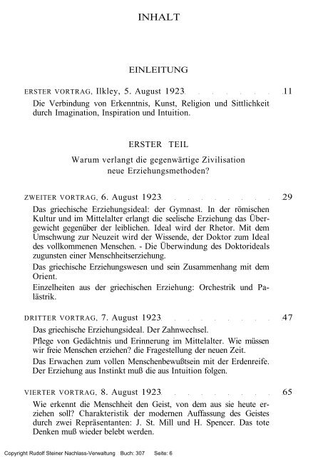 rudolf steiner gesamtausgabe vortrÃ¤ge - Freie Verwaltung des ...