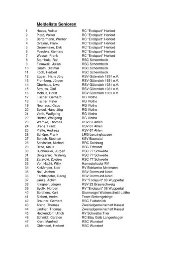 Meldeliste Senioren - RC Endspurt Herford