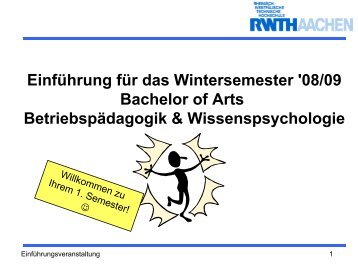 und Weiterbildung - Institut fÃ¼r Psychologie der RWTH Aachen