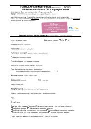 FORMULAIRE D'INSCRIPTION / enrolment form Juniors ... - Le CLL