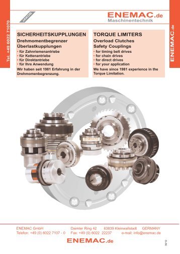 Torque Limiters, Safety Couplings, Overload ... - ENEMAC GmbH