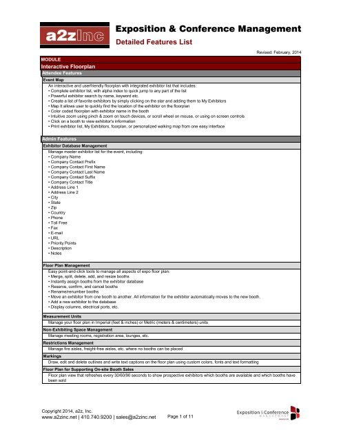 Detailed a2z Features List - a2z, Inc.