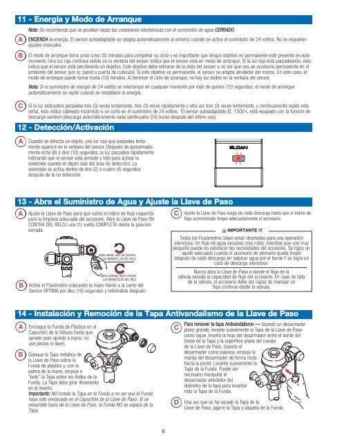 Royal® Expuestos ES-S TMO Instrucciones - Spanish - Sloan Valve ...