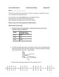 1 General Chemistry II Final Exam (100 pts) Spring 2013 ... - Courses