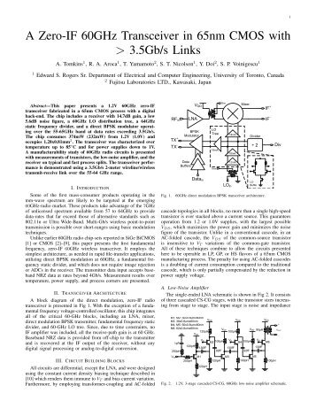 A Zero-IF 60GHz Transceiver in 65nm CMOS - University of Toronto