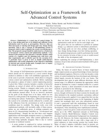 Self-Optimization as a Framework for Advanced Control Systems