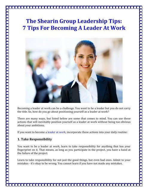 7 Tips For Becoming A Leader At Work