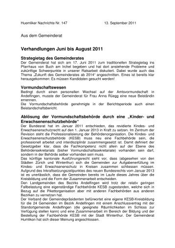 Verhandlungen Juni bis August 2011 - auf Humlikon.ch