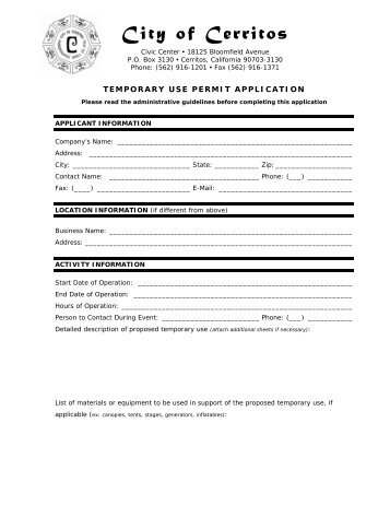 Temporary Use Permit Application (PDF) - City of Cerritos