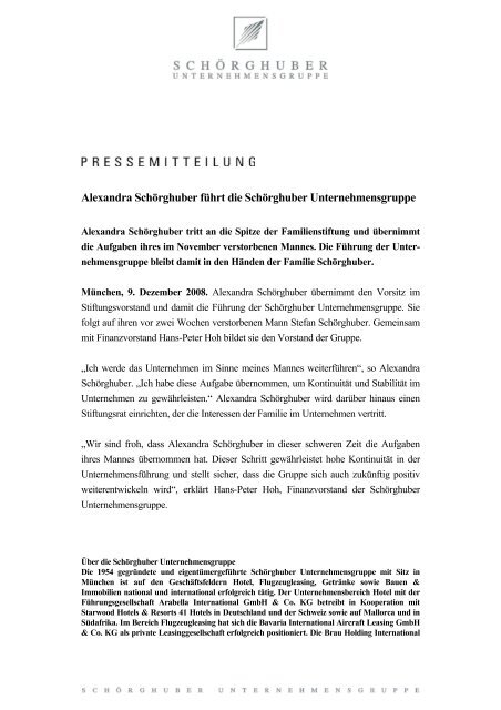 Alexandra SchÃ¶rghuber fÃ¼hrt die SchÃ¶rghuber Unternehmensgruppe