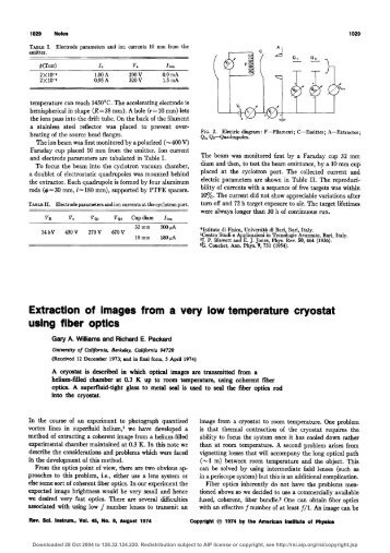 Extraction of images from a very low temperature cryostat ... - Physics