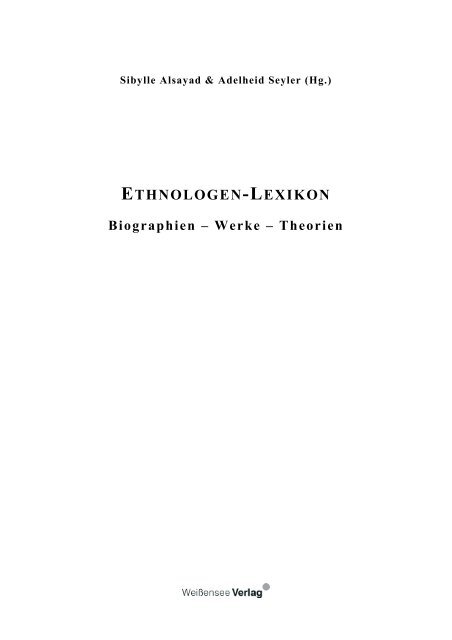 ETHNOLOGEN-LEXIKON - WeiÃƒÂŸensee-Verlag GbR