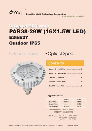 V-PAR38-29W(16X1.5W LED) - Beautiful Light Technology Corp
