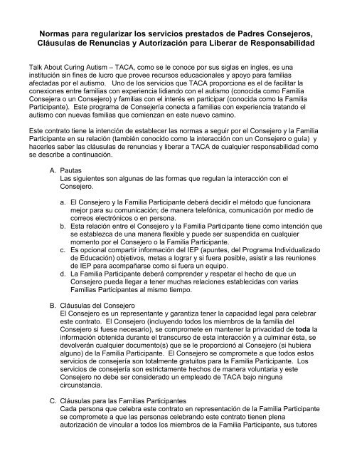 Mentor-Mentee Release of Liability - Spanish Trans - TACA