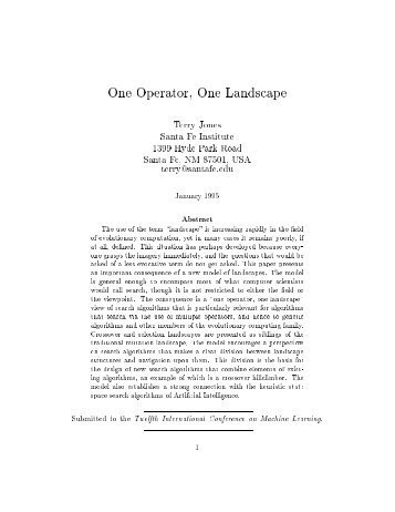 One Operator, One Landscape Terry Jones Santa Fe Institute 1399 ...