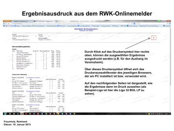 Drucken von Ergebnislisten - OberpfÃ¤lzer SchÃ¼tzenbund eV