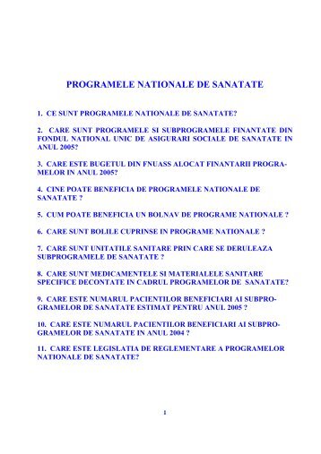 programele nationale de sanatate - Casa Naţională de Asigurări de ...