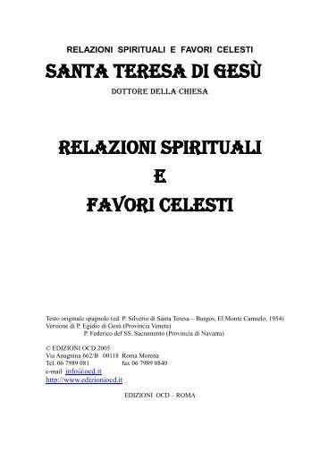 Relazioni spirituali e favori celesti - Teresa d'Avila - In quiete