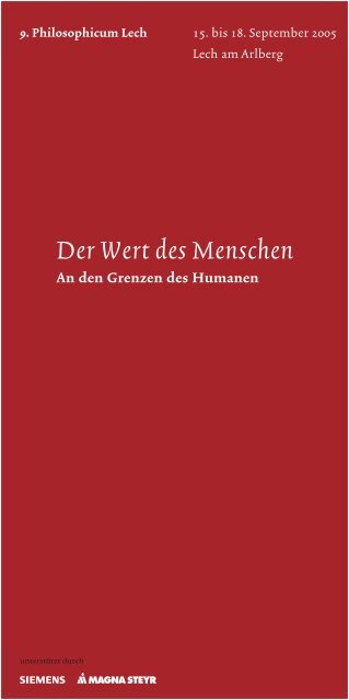 Der Wert des Menschen - Philosophicum Lech