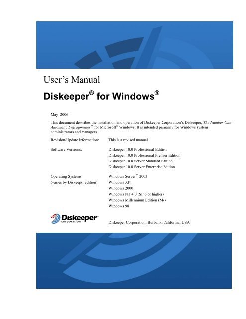 Diskeeper 10 User's Manual
