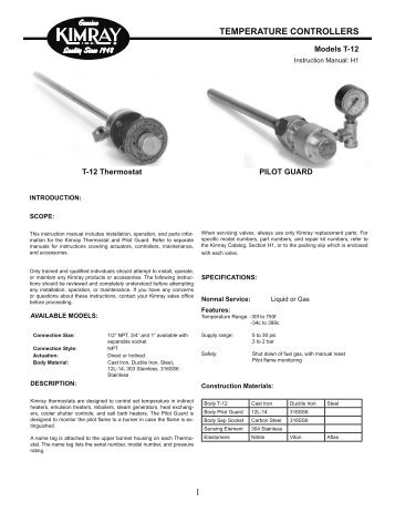 Therm. and Pilot Guard - Home | Kimray Mobile