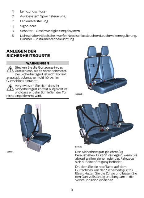 FORD TRANSIT CUSTOM Kurzanleitung