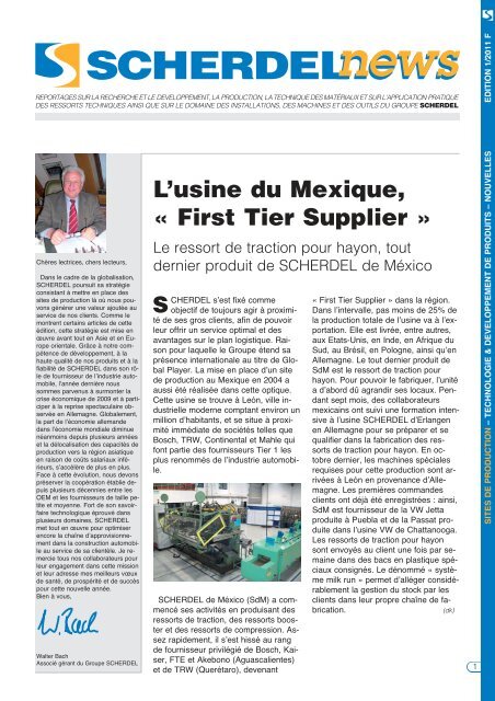 L'usine du Mexique, Ã‚Â« First Tier Supplier Ã‚Â» - Scherdel GmbH
