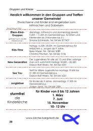 Gruppen und Treffen unserer Gemeinde - Kirchengemeinde Bargstedt