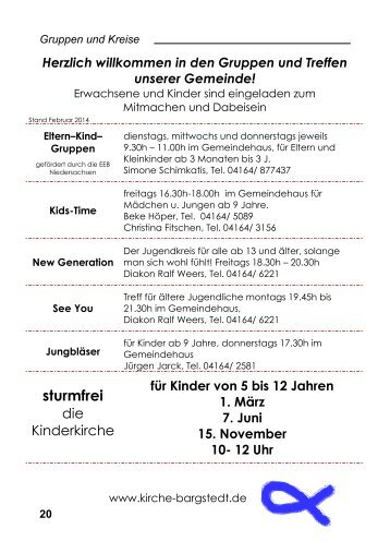 Gruppen und Treffen unserer Gemeinde - Kirchengemeinde Bargstedt