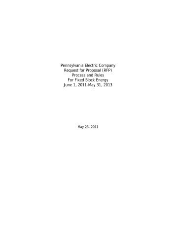 Pennsylvania Electric Company Request for Proposal ... - FirstEnergy