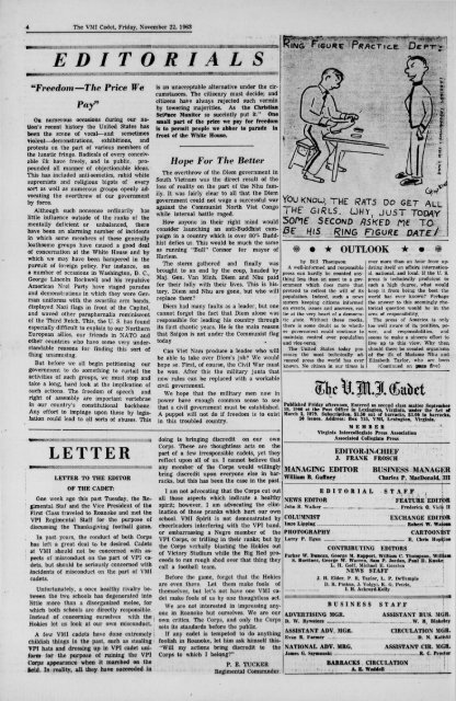 The Cadet. VMI Newspaper. November 22, 1963 - New Page 1 ...