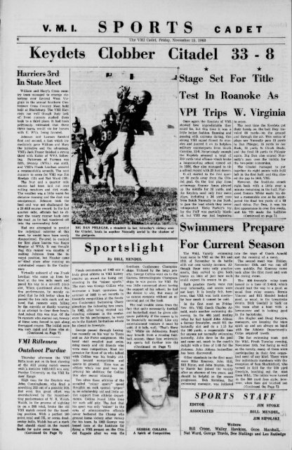 The Cadet. VMI Newspaper. November 22, 1963 - New Page 1 ...
