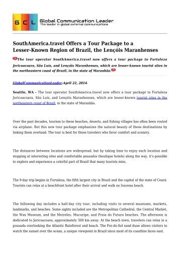 SouthAmerica.travel Offers a Tour Package to a Lesser-Known Region of Brazil, the Lencois Maranhenses