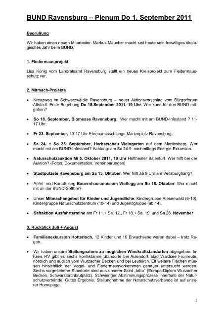 BUND- Ravensburg â Plenum Do 8 - BUND Ravensburg-Weingarten