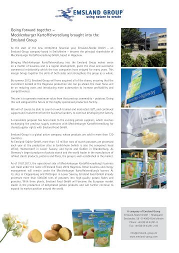 Press release - Emsland Group