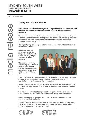 Living with brain tumours - Sydney South West Area Health Service