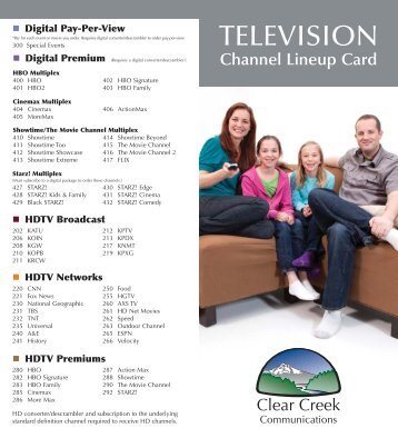 Channel Lineup Card