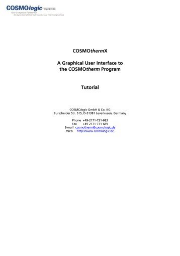 Tutorial COSMOthermX C21-0106 - COSMOlogic