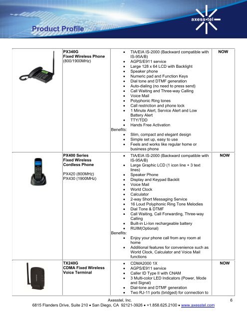 Product Profile - Axesstel