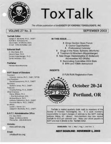 SOFT 2003 - Society of Forensic Toxicologists