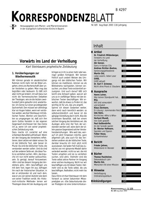 Ausgabe 2003 - Pfarrer- und Pfarrerinnenverein