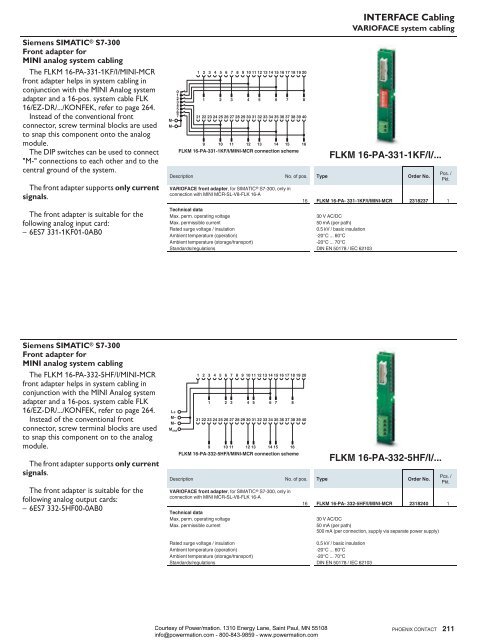 Phoenix Contact INTERFACE System Cabling and ... - Power/mation