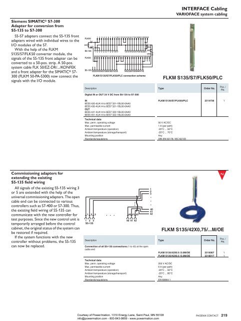 Phoenix Contact INTERFACE System Cabling and ... - Power/mation