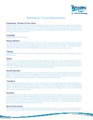 Zimbabwe Travel Information - Thompsons Tours