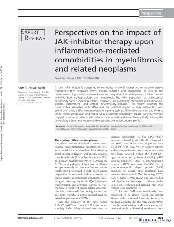 The impact of JAK-inhibitor therapy on inflammation-mediated comorbidities in myelofibrosis and MPNs