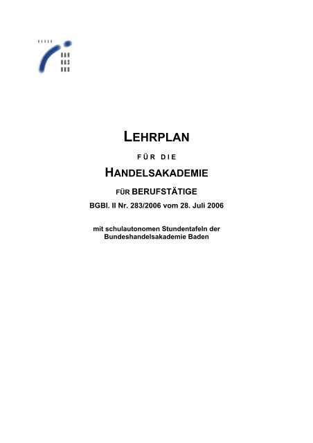 Lehrplan der Handelsakademie fÃƒÂ¼r BerufstÃƒÂ¤tige