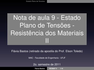 Nota de aula 9 - Estado Plano de TensÃµes - ResistÃªncia dos ...